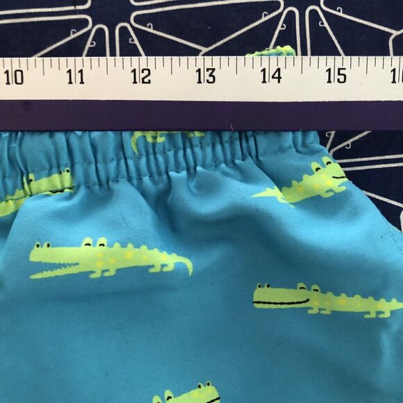 New CAPELLE mens swim trunks crocodile print M blue green lined summer beach - Picture 5 of 8